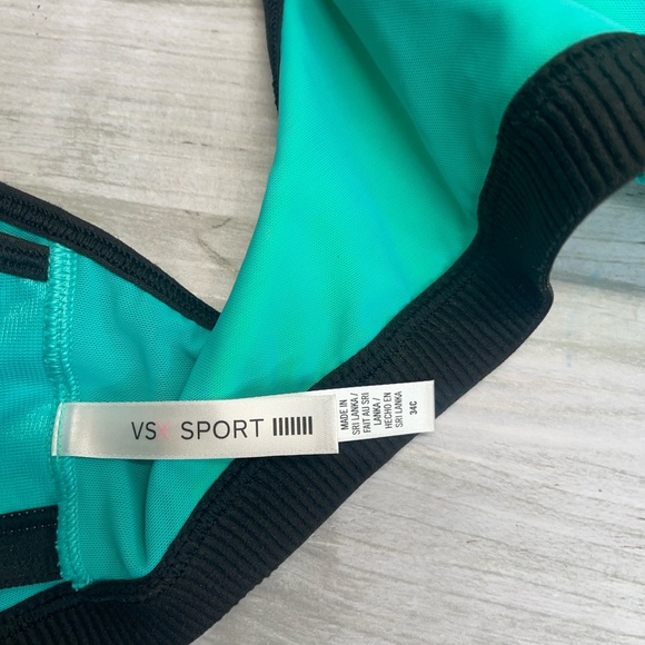 Victoria’s Secret VSX Sport Teal Yellow Front Zip Racer Back Sports Bra size 34C - Picture 10 of 10